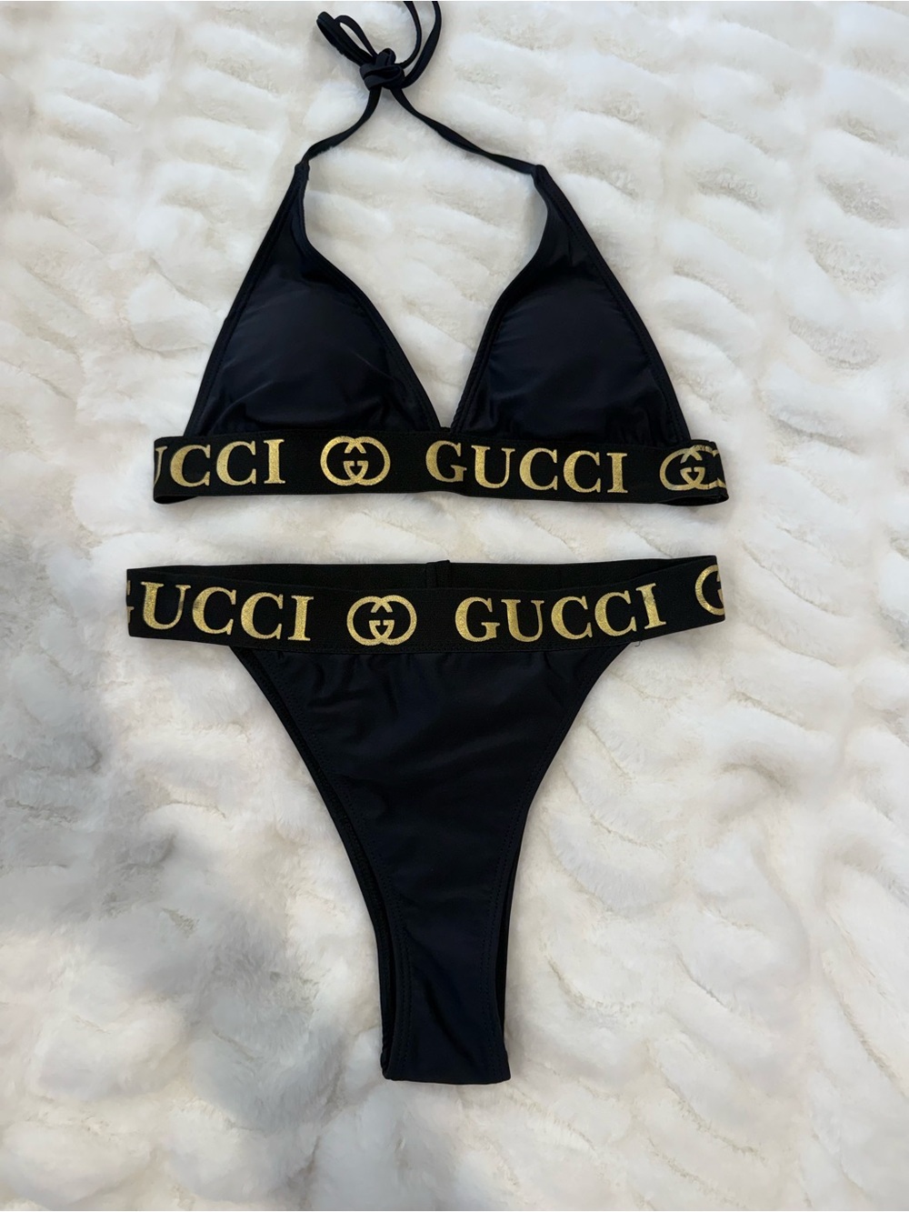 Black and Gold Logo Triangle Bikini